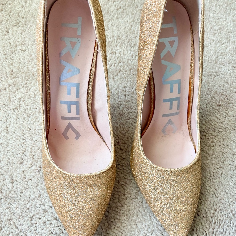 Rose Gold pumps.